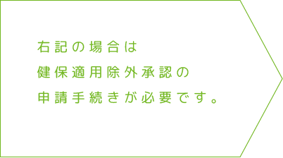 右記の場合は健保適用除外承認の申請手続きが必要です。